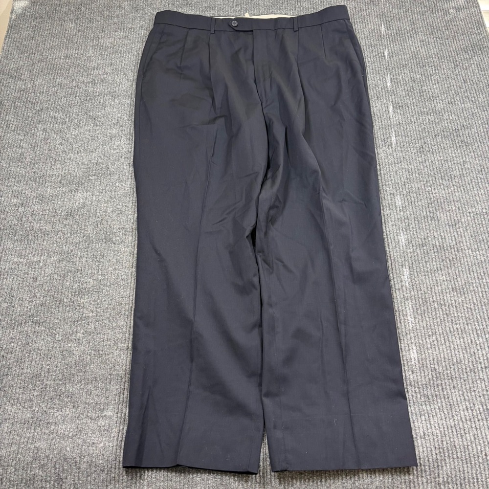 Bill Blass Pants Mens 40 Black 100% Wool Pleated Dress Made in Mexico
